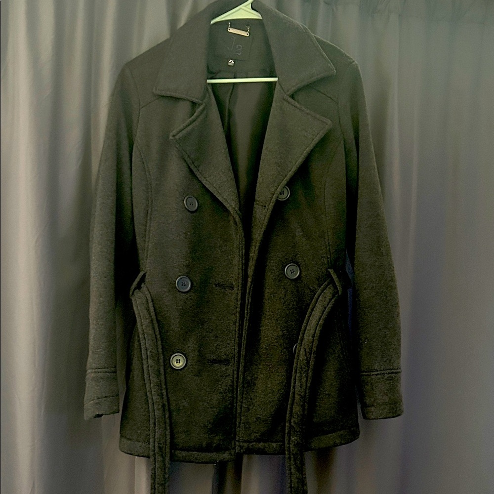 Women's Classic Black Double-Breasted Pea Coat